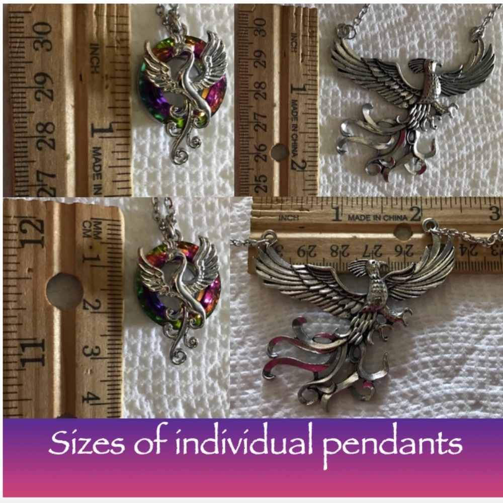 Rising Phoenix Jean Grey Silver Handmade 2-Layer Mythology Necklace Marvel Comic - Picture 14 of 15